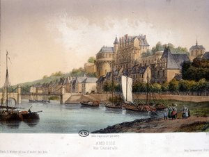 Vista de Amboise - litografía de French School