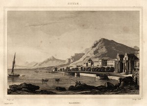 Vista de Palermo, Sicilia, grabado por Storelli, en 
