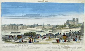 Vista de París y Notre-Dame, tomando los muelles de la Ile St Louis de French School