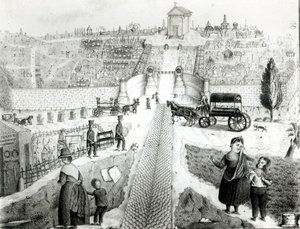 Vista del Cementerio de Père-Lachaise, principios del siglo XIX