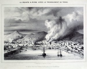 Vista de Pointe-à-Pitre después del terremoto del 8/02/1843. Grabado del siglo XIX Chartres, Museo de Bellas Artes de French School