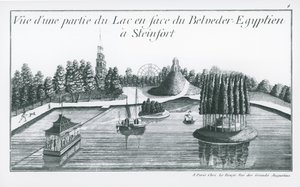 Vista de parte del lago frente al Belvedere Egipcio en Steinfort, de 