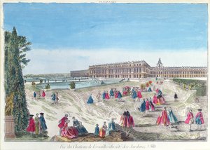 Vista del Château de Versailles desde el jardín de French School