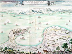 Vista del sitio de Gibraltar en 1704 de French School