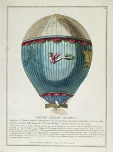 Vista del globo utilizado por François Pilâtre de Rozier (1754-85) en Versalles el 23 de junio de 1784 de French School