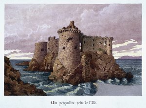 Vista del castillo del siglo XI en ruinas en la isla de Yeu (Ile-d