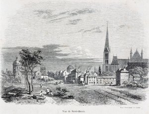 Vista de la ciudad de Saint Denis, principios del siglo XIX de French School