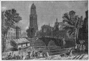 Vista de la ciudad de Utrecht en Holanda, finales del siglo XIX. Grabado en “La gazette du dimanche” del 5 de diciembre de 1895 de French School