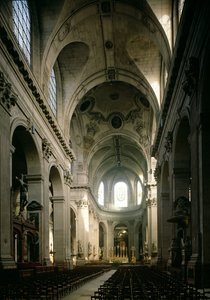 Vista de la nave hacia el coro, construida entre 1646-1780 de French School