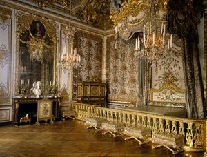 Vista de la habitación de la reina de Francia María Antonieta de Habsburgo-Lorena (1755-1793). Versalles, castillo-museo de French School