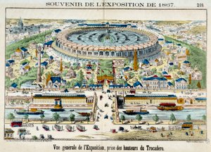 Vista de la exposición universal desde el Trocadero de París. 1867 Grabado. París, museo del carnaval
