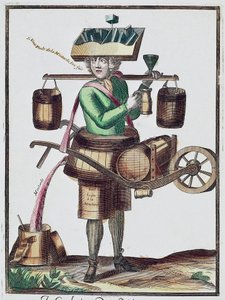 Fabricante de vinagre, grabado coloreado, Francia