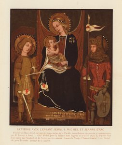 Virgen y el Niño con San Miguel y Juana de Arco (chromolitho)