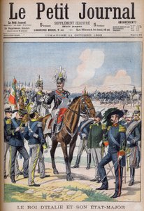 Vittorio Emanuele III di Savoia - Rey Víctor Manuel III de Italia y su estado mayor. El Rey de Italia y su estado mayor. Ilustración para Le Petit Journal de French School