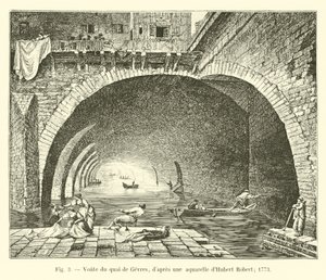 Bóveda del muelle de Gevres, según una acuarela de Hubert Robert; 1773