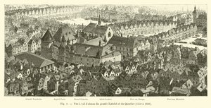 Vista aérea del gran Châtelet y del barrio, 1550 a 1696 de French School