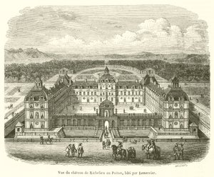 Vista del castillo de Richelieu en Poitou, construido por Lemercier de French School