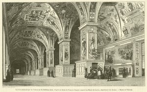 Vista de la Biblioteca del Vaticano en el siglo XVIII de French School