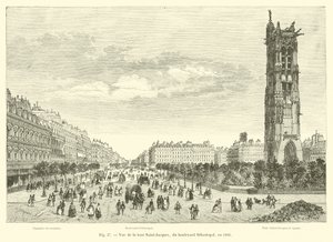 Vista de la torre Saint-Jacques, del boulevard Sébastopol, en 1866