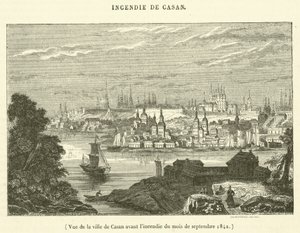 Vista de la ciudad de Casán antes del incendio de septiembre de 1842 (grabado)