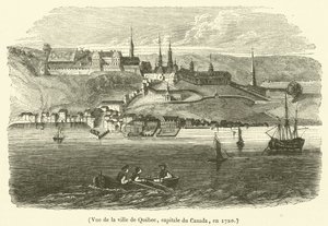 Vista de la ciudad de Quebec, capital de Canadá, en 1720 de French School