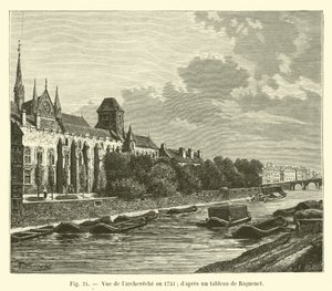 Vista del arzobispado en 1751; según una pintura de Raguenet de French School