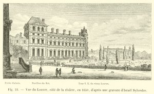Vista del Louvre, lado del río, en 1650, según un grabado de Israel Sylvestre
