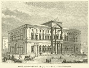 Vista del Museo Real Borbón, en Nápoles, calle de los Estudios de French School