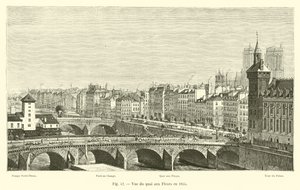 Vista del muelle aux Fleurs en 1855 de French School