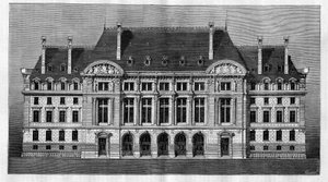 Vista exterior de los nuevos edificios de la Sorbona en París (fachada principal) realizada por Henri-Paul Nenot (1853-1934) de French School