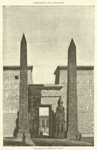 Vista restaurada de los obeliscos de Luxor (grabado) de French School