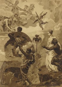 Vulcano entregando a Venus las armas que había forjado para Eneas de French School