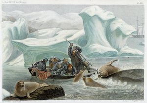 Caza de morsas - en “Le monde de la mer” de Alfred Fredol, Hachette, París
