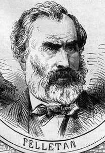 Guerra de 1870 - Gobierno de la Defensa Nacional: retrato de Eugène Pelletan (1813-1884), miembro del gobierno provisional de 1870. Grabado en 