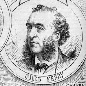 Guerra de 1870 - Gobierno de la Defensa Nacional: retrato de Jules Ferry (1832-1893), miembro del gobierno provisional de 1870. Grabado en "Le Monde Illustré" n°706 del 22 de octubre