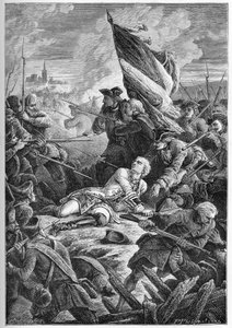 Guerra de Sucesión Polaca (1733-1738) - La muerte de Louis Robert Hippolyte de Bréhan, Conde de Plélo (1699-1734) ante Dantzig, 27 de mayo de French School
