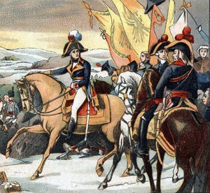 Guerras de la Revolución Francesa: victoria de Jean Victor Moreau (1763-1813) sobre los austriacos comandados por el Archiduque Juan el 3 de diciembre de 1800 en la Batalla de Hohenlinden (Baviera - Alemania) de French School