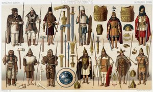 Armas y trajes de la era bárbara - en “El traje histórico” de Racinet