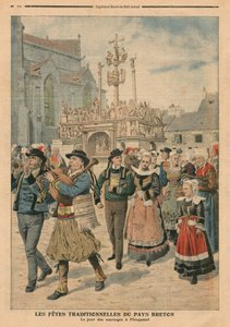 Día de boda en Plougastel, Bretaña, ilustración de Le Petit Journal, suplemento ilustrado, 27 de enero de 1907 de French School
