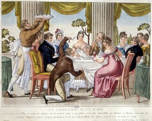 Banquete de bodas, ritual de la liga - c. 1812 de French School
