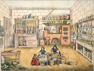 Cocina rústica bien abastecida