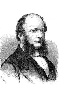 Werner Von SIEMENS (1816-1892), inventor e industrial alemán (telégrafo eléctrico). Grabado 1868