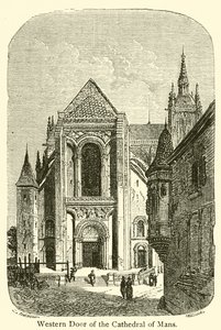 Puerta Occidental de la Catedral de Mans (grabado) de French School
