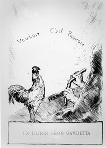 Donde hay voluntad, hay un camino, ex libris de Léon Gambetta