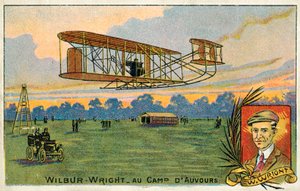 Wilbur Wright haciendo un vuelo en el Camp d