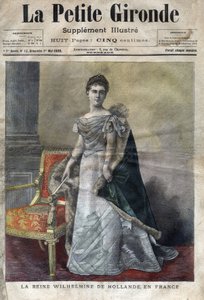 Guillermina de Orange-Nassau (1880-1962), Reina de los Países Bajos de 1890 a 1948, hija de Guillermo III, abdicó en favor de su hija Juliana. Portada de “La petite Gironde” de mayo de 1898 (grabado). de French School