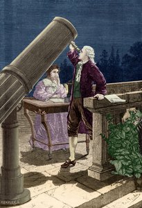 William Herschel (1738-1822) descubre el planeta Urano (grabado) de French School