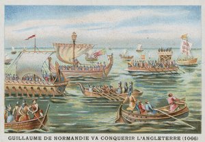 Guillermo el Conquistador camino a conquistar Inglaterra, 1066 de French School