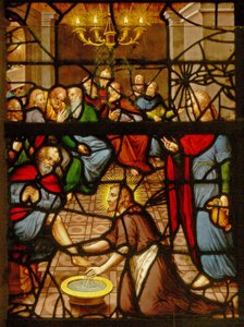 Ventana Charnier-7 que representa a Cristo lavando los pies de sus discípulos de French School