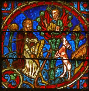 Ventana que representa a Moisés y la Zarza Ardiente de French School